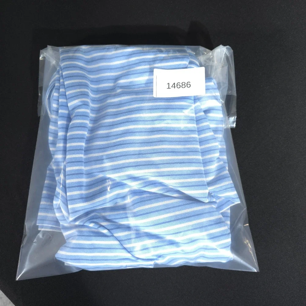 Ralph Lauren Polo‎ Shirt Mens XL Blue White Striped Pro Fit Short Sleeve Cotton